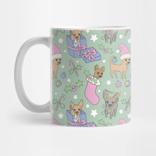 Christmas Chis! Christmas chihuahuas print in pastel Mug